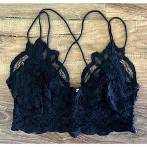 Free People FP One‎ Adella Lace Elastic Black Bralette Women's XS Floral EUC
